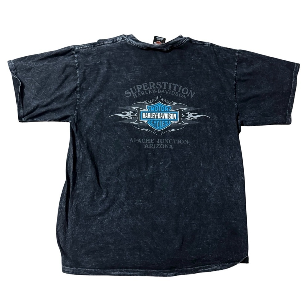 Harley-Davidson Skull & Wrench T-Shirt XL Black Acid Wash Arizona Made in USA - Picture 3 of 6